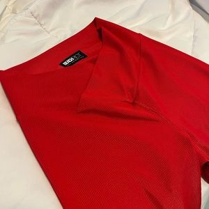 BeachRiot S red v-waist workout ribbed tights